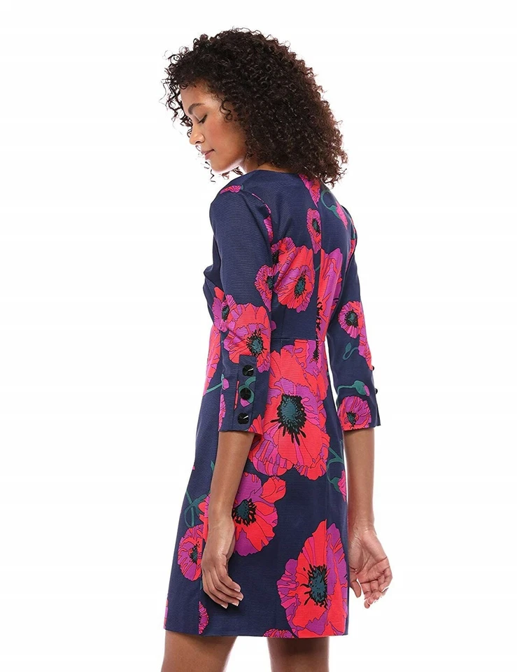 Vestido Trina Turk 167771 Coltrane Vanguard Floral Fallo Botón Manga Cambio Talla 8 Foto 2 de 3