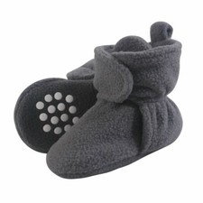 Luvable Friends Boy and Girl Baby Fleece Booties, Charcoal