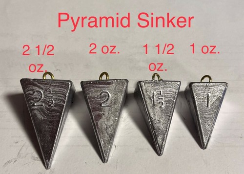 Pyramid Sinker Lead Fishing Weights 1 oz, 1.5 oz, 2 oz, 2.5 oz, 3 oz