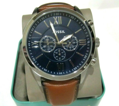 Fossil Flynn Brown Leather Blue Dial 