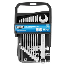 HART 11-Piece MM Combination Wrench Set with Tool Pouch Chrome Vanadium Durable