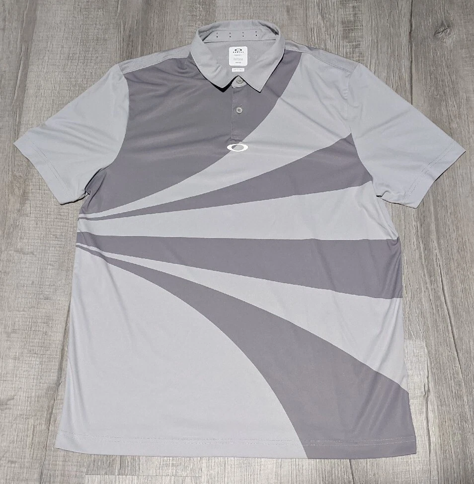 Oakley Golf Geometric Swing Men's Polo Gray Shirt Sz L Large