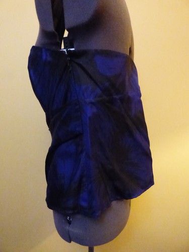 MONSOON Blue & Black Silk Tafetta Bardot Boned Bodice Corset Top Size 18 New - Picture 12 of 22