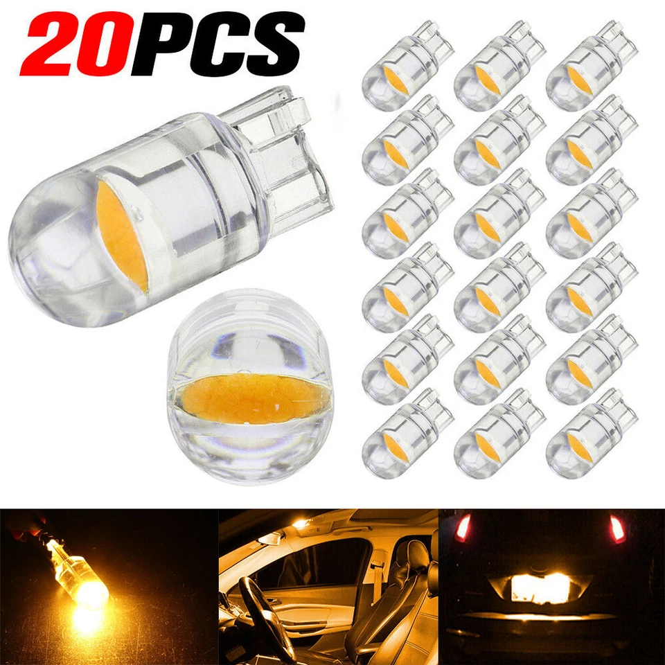 Car T10 LED COB Amber Wedge Interior Dome Map Reading Light Bulbs W5W 168 194 - Image 3 of 4