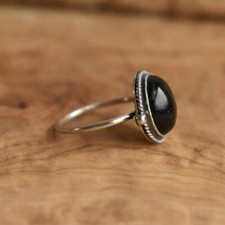 Amazing Black Onyx Gemstone 925 Sterling Silver Ring Handmade Women Gift B-679