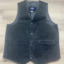NRA Suede Leather Vest Mens Large Black Concealed Carry Layering