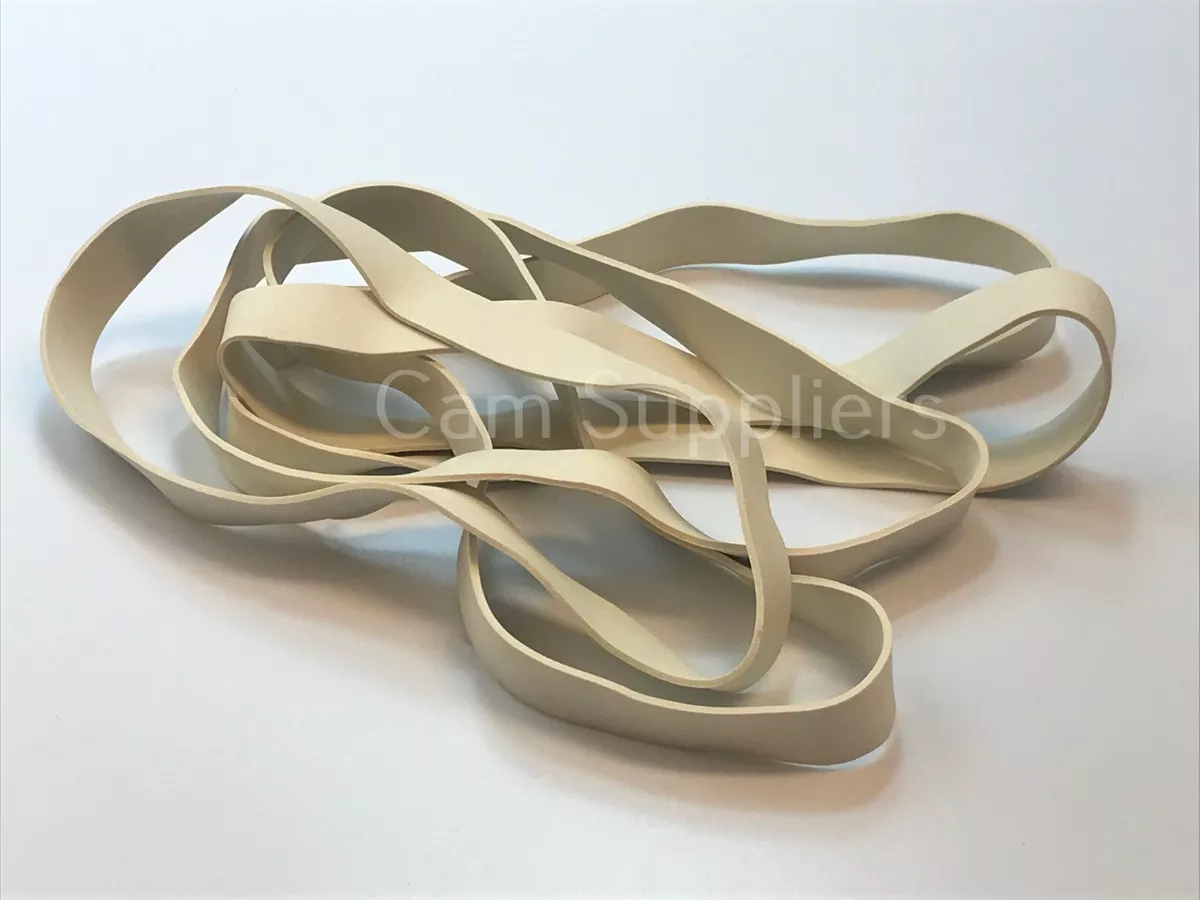 White * RUBBER ELASTIC BANDS EXTRA LARGE STRONG HEAVY DUTY No.89 150mm x  12mm