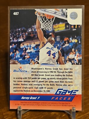 Harvey Grant 1992 Upper Deck 487 Washington Bullets Basketball 