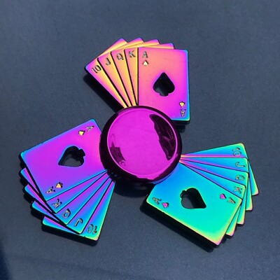 5Pcs Rainbow Fidget Metal Finger Spinners Colourful Fidget Stress Anxiety Toy