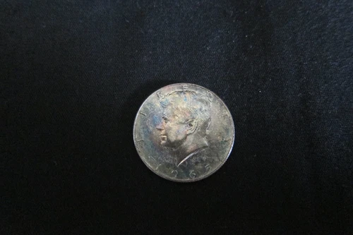 1965 BEAUTIFUL RAINBOW TONED 40% Silver Kennedy Half Dollar AU+ U.S.A. Coin