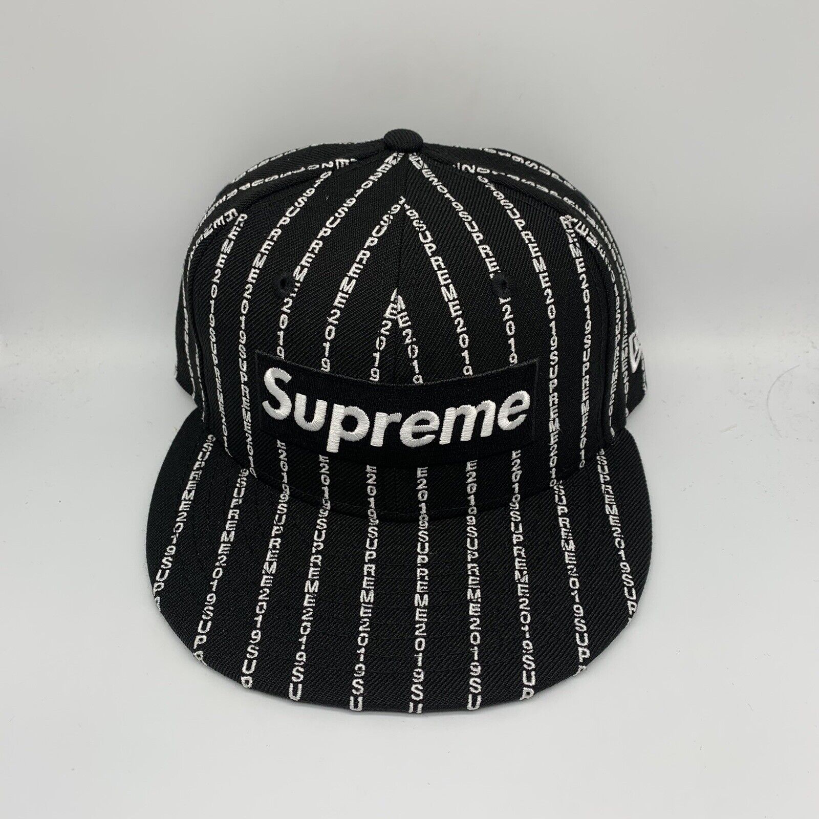 Supreme Text Stripe New Era Cap 紺 7 5/8-