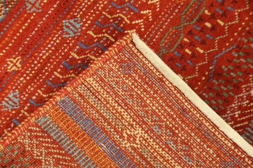 Rust 3x4 Feet Gabbeh Afghan Hand Knotted Striped Natural Dye Lori Baft Wool Rug - Picture 10 of 12