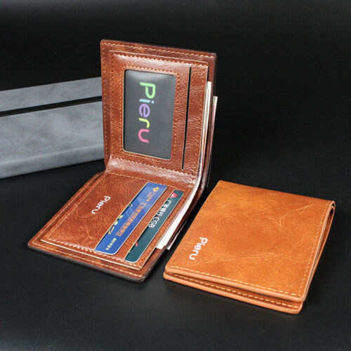 Men's Vintage Leather Bifold ID Card Holder Purse Wallet Billfold Slim Clutch - Bild 4 von 16