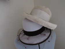 2 Vintage Hats Betmar Beige W/ Netting  Velvet Empress W Germany Faux Fur  Rib