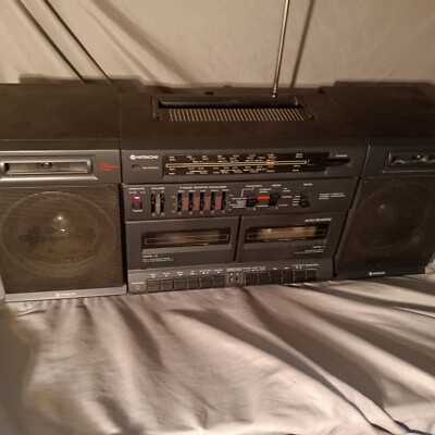 Hitachi vintage boombox model TRK-W545HW detachable speakers black