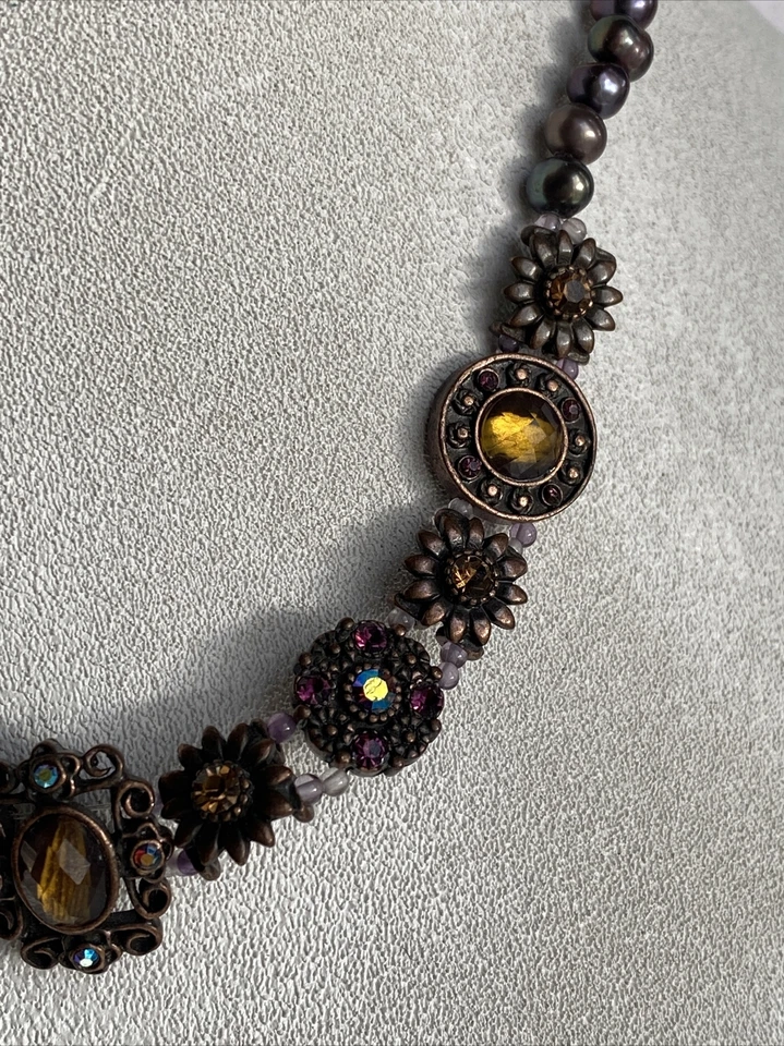 Pendientes Collar Park Lane Cobre Ciao Bella Púrpura Pavo Real Perlas de Agua Dulce Foto 4 de 4