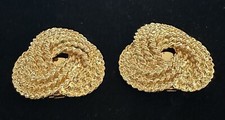 Vintage Bluette Gold Tone Textured Knot Shoe Clips, Made In France