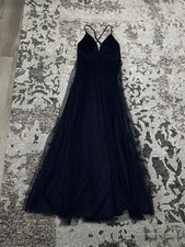 Women’s Lulus Navy Spaghetti Strap Dress with V-Neck Leg Slit Size A
