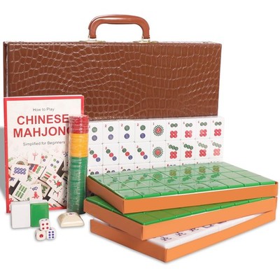 GUSTARIA Chinese Mahjong Set, Game Set with Large, Green