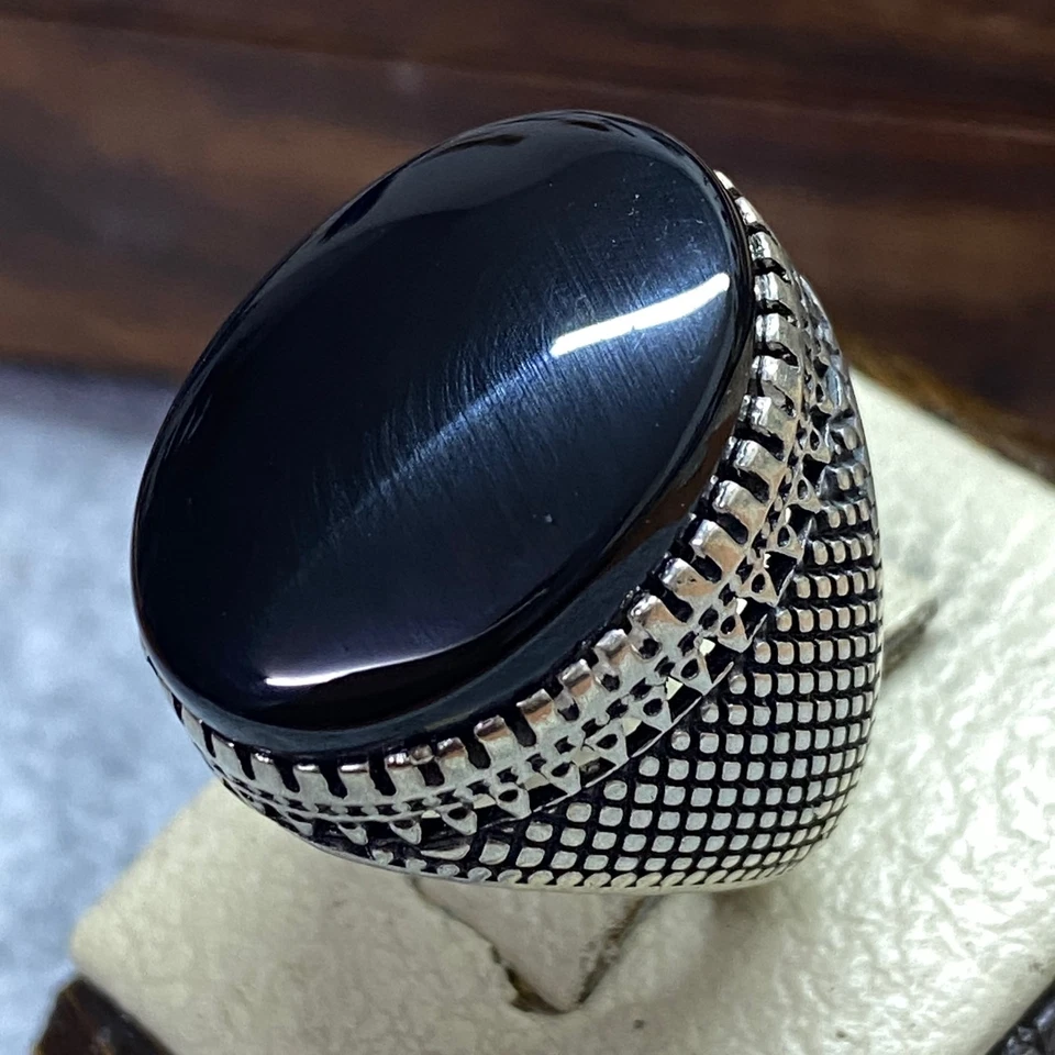 Anillo de plata de ley 925 para hombre shefat abed ágata yemení aqeeq عقيق شفة العبد كتم Foto 2 de 4