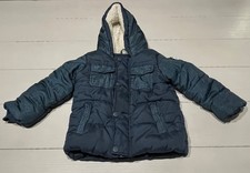TODDLER BEN SHERMAN BLUE FULL ZIP PUFFER JACKET WITH HOOD SHERPA LINED SIZE 2T