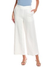 T Tahari Wide-Leg Linen-Blend Pant Women's White S