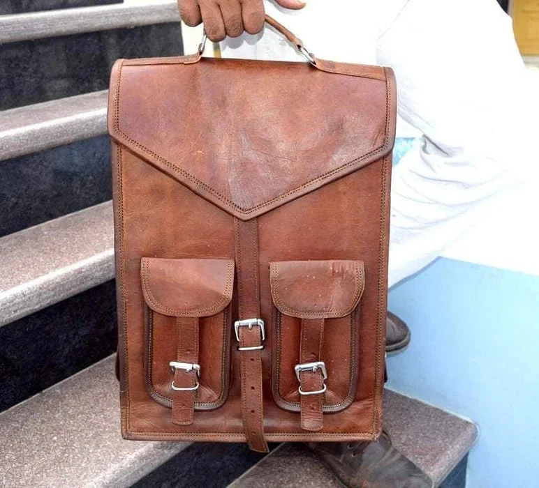Bag Leather Backpack Laptop Genuine Men's New Rucksack Messenger Vintage Satchel