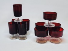 5 Champagne Cups + 5 Wine Glasses Luminarc Cavalier Sweden Ruby Red 