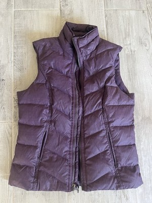 Prana purple Goose Down Puffer Vest Womens Breathe Pockets Full Zip Size SMALL
