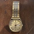 Vintage Seiko SQ Quartz 4004 Watch Gold Silver Day Date ~4633-8009