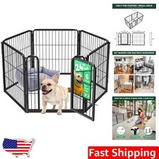Heavy Duty 24" Dog Playpen Indoor Safe Black 6 Panel Metal Puppy Pen