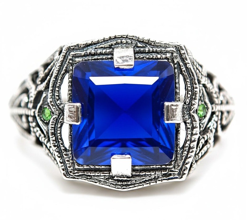 2CT Heat Treated Kyanite 925 Sterling Silver Art Nouveau Ring Sz 8 PC12-6