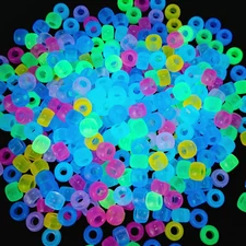 MIIIM 1000PCS 6X9Mm Pony Beads Glow in the Dark, 9 Colors Mixed UV Kandi Beads f