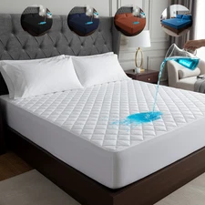 Quilted 100% Waterproof Mattress Protector Pad Cover Breathable Fitted Mattress