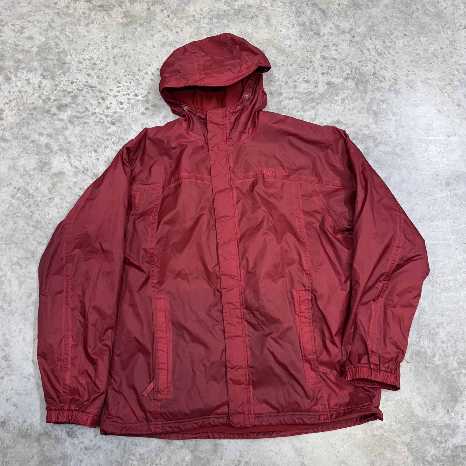 L.L. Bean Men's Red Hooded Fleece Lined Parka