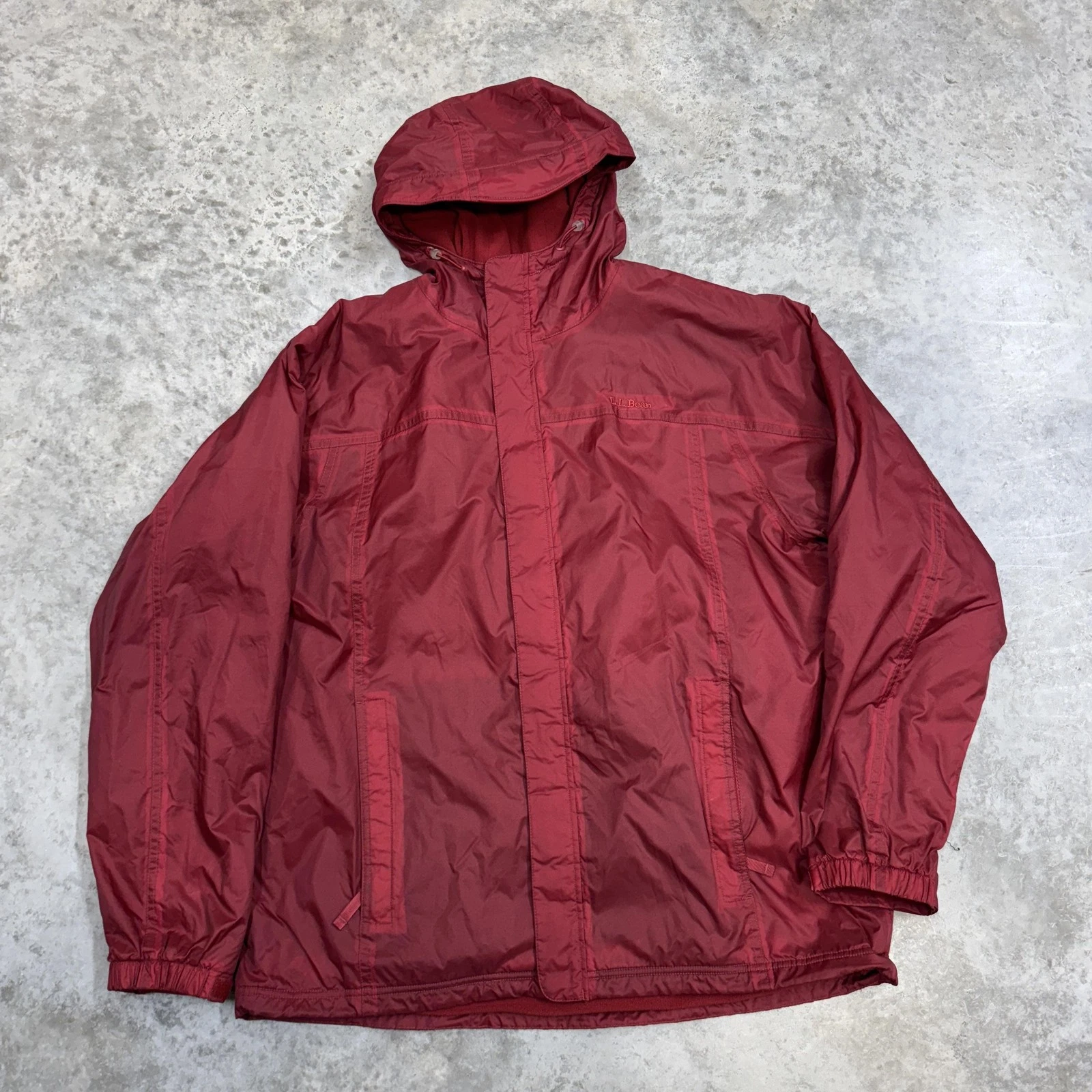 L.L. Bean Jacket Mens XL Red Hooded Fleece Lined Parka Full Zip Warm Outdoor