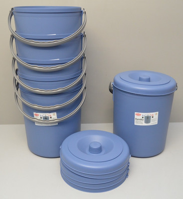 6x Stefanplast Mülleimer 20264 EUREKA 25-Liter Abfalleimer mit Deckel ø31x37h cm