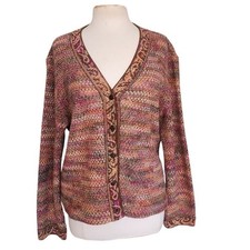 Vintage 1980s MISSONI Cardigan Sweater Orange Brown Red Tones