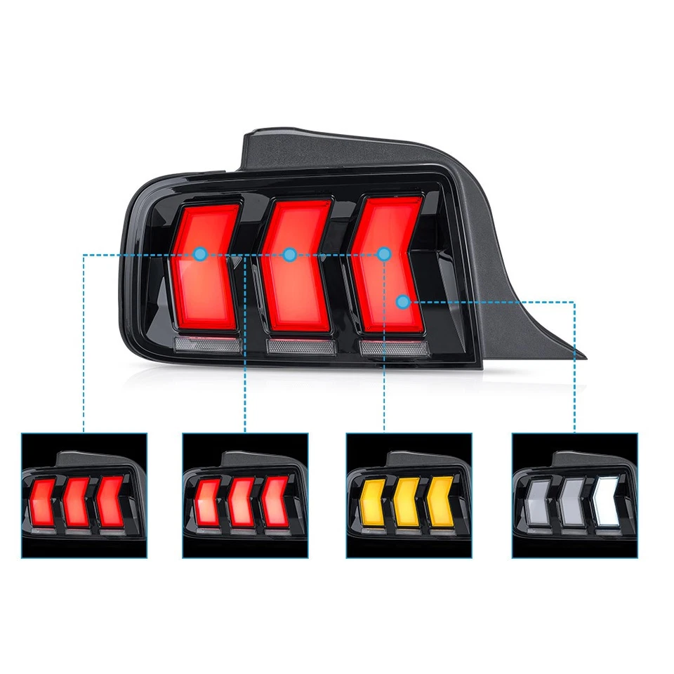 Luces traseras de tubo LED COMPLETO VLAND para Ford Mustang 2005-2009 animación y secuencial Foto 2 de 4
