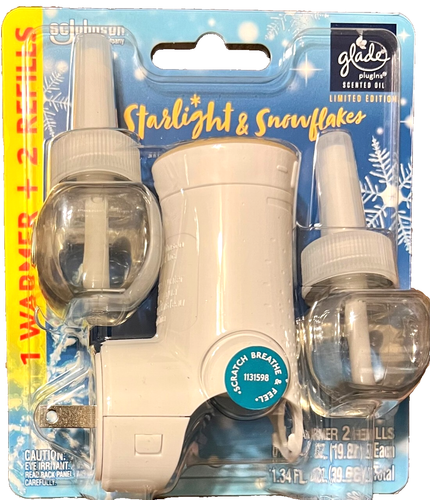 2 Stück Glade Duftöl Nachfüllpackungen mit 1 Wärmer Starlight & Snowflakes Limited Ed