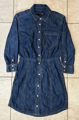 Womens Veronica Beard Jean Keston Dress Denim Western Pearl Snap Button Size 6