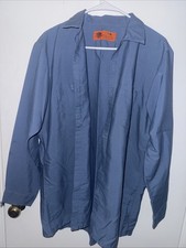 Dickies Large Industrial Blue Button Up Utility Work Shirt Mechanic Crisp Solid