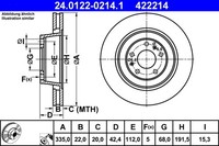 2X ATE Bremsscheibe 24.0122-0214.1 FüR Audi A8 D3 VW 4E2 Phaeton 4E8 3D1 3D2 3D3