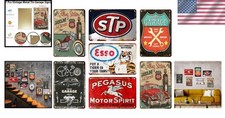 Retro Garage Tin Signs 7PCS Vintage Metal Wall Decor Men Cave Wall Decorations