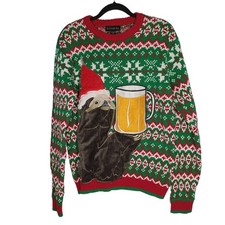 Blizzard Bay Ugly Christmas Sweater Sloth with Beer Pocket Men's sz M Macy's