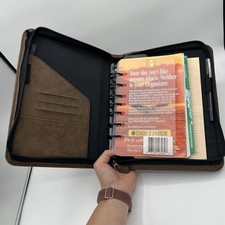 Day Timer Planner Brown Faux Leather 7 Ring B...