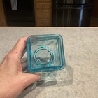 VTG Pressed Glass Votive Candle Holder Aqua Turquoise Square Cube. — photo 4