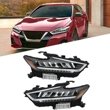 For Nissan Maxima 2022 2023 Headlight Driver+Passenger Side Housing Black LED