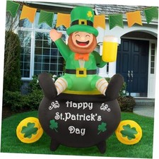 6FT St Patrick's Day Inflatables with LED Lights Outdoor Decoration Leprechaun