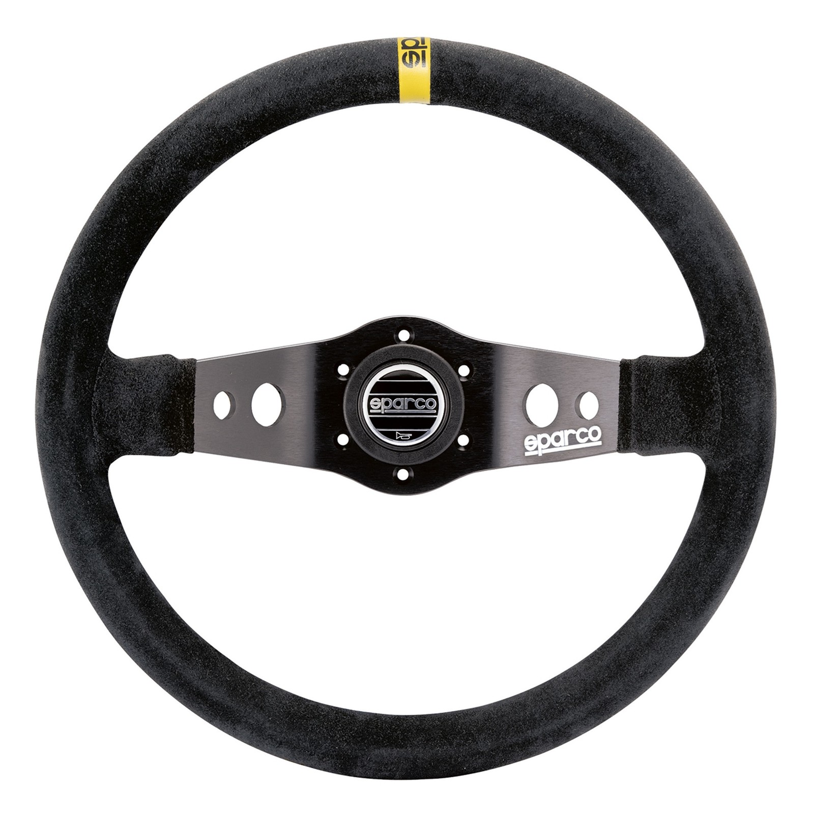 Sparco 215 Steering Wheel, Black Suede - Full Dish, 350mm Dia, Competition